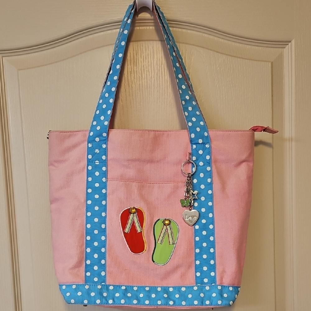 Polka Dot Pink Tote Bag